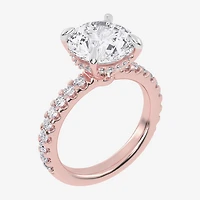 (G-H / Vs2-Si1) Womens 5 1/2 CT. T.W. Lab Grown White Diamond 14K Gold Round Side Stone Engagement Ring