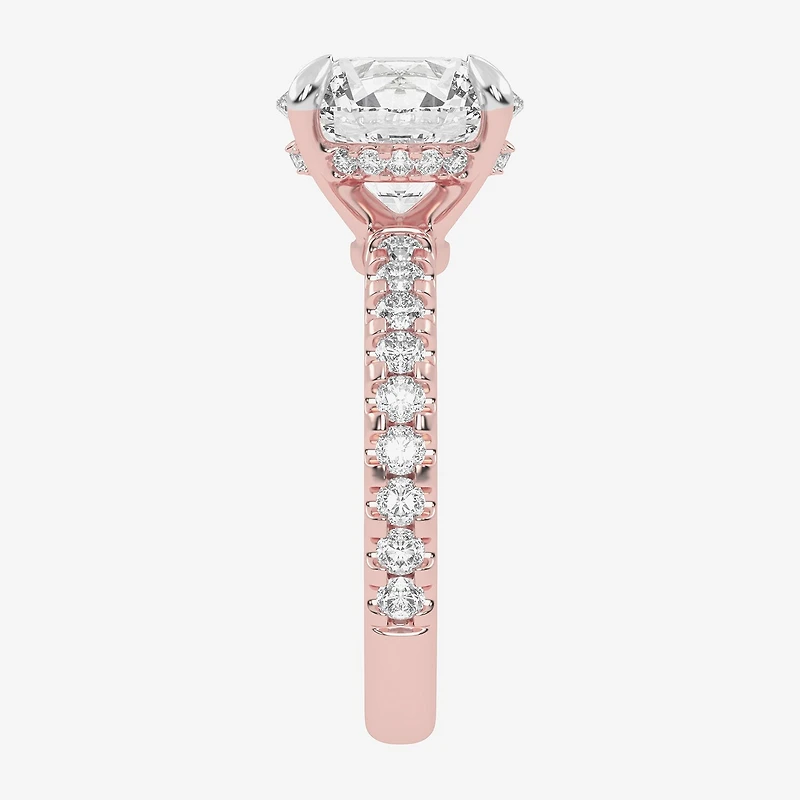 (G-H / Vs2-Si1) Womens 5 1/2 CT. T.W. Lab Grown White Diamond 14K Gold Round Side Stone Engagement Ring