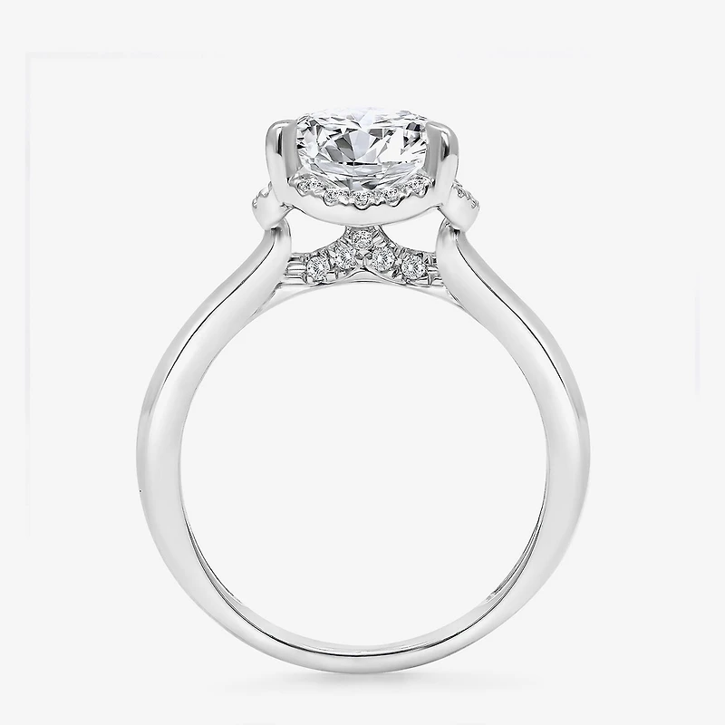(I / I1) Womens 3 1/7 Ct. T.W. Lab Grown White Diamond 14K Gold Round Halo Engagement Ring