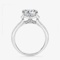 (I / I1) Womens 3 1/7 Ct. T.W. Lab Grown White Diamond 14K Gold Round Halo Engagement Ring