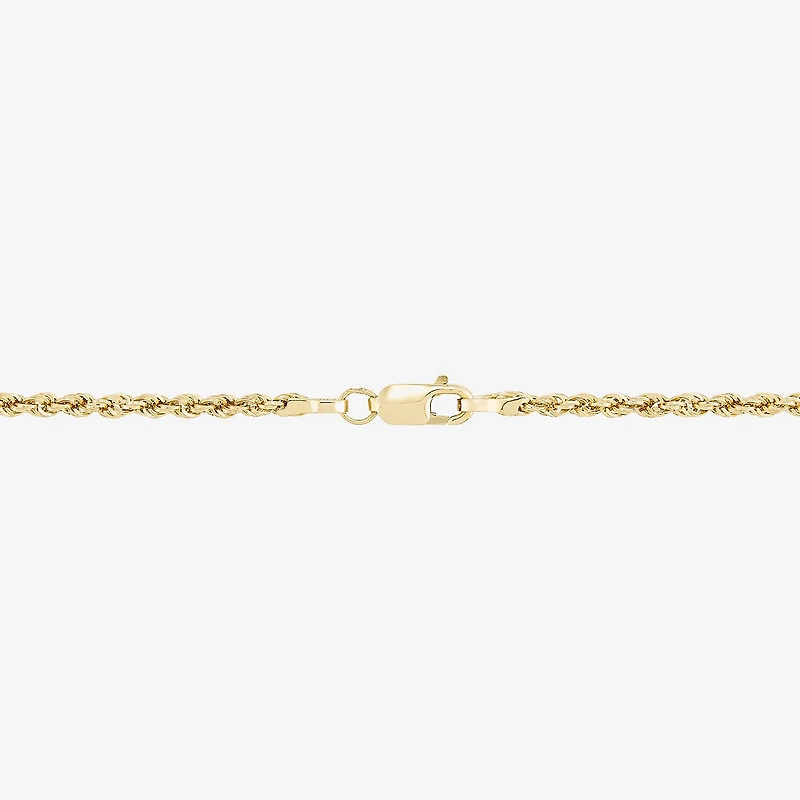 Womens 10K Gold 7.5 Inch Hollow Rope Chain Bracelet