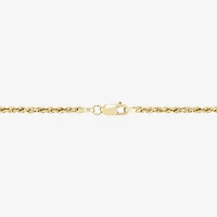 Womens 10K Gold 7.5 Inch Hollow Rope Chain Bracelet