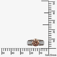Diamonart Womens Cubic Zirconia Sterling Silver Side Stone Engagement Ring