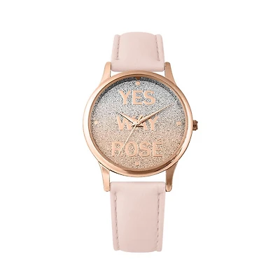 Mixit Glitter Dial Womens Pink Strap Watch Pts2726rgpk
