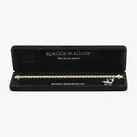 Sparkle Allure Candy Cane Charm Womens Natural White Diamond Accent 14K Gold Over Brass 7.25 Inch Tennis Bracelet