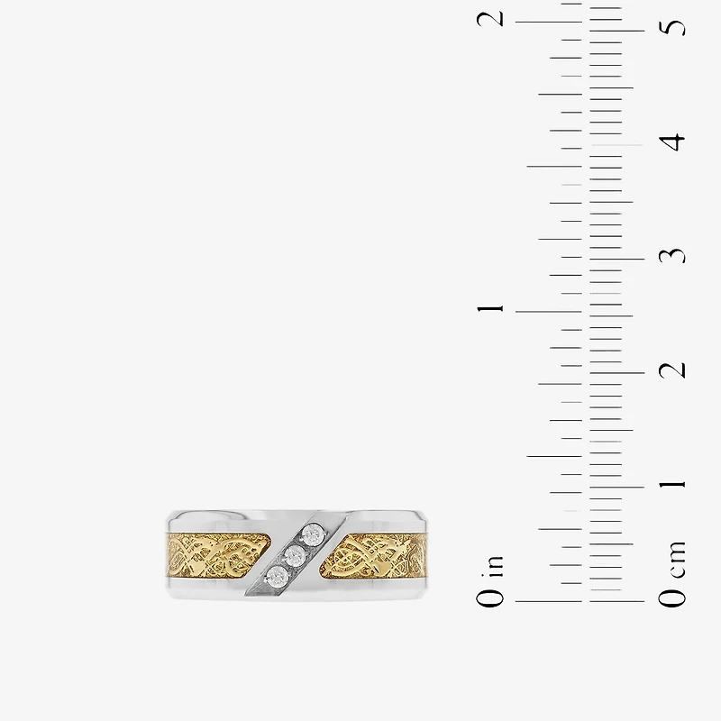 Mens 1/10 CT.T.W. Natural Diamond Tribal Inlay Wedding Band