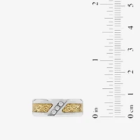 Mens 1/10 CT.T.W. Natural Diamond Tribal Inlay Wedding Band