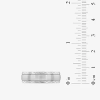 Stainless Steel Diamond-Cut Ring - Mens Band