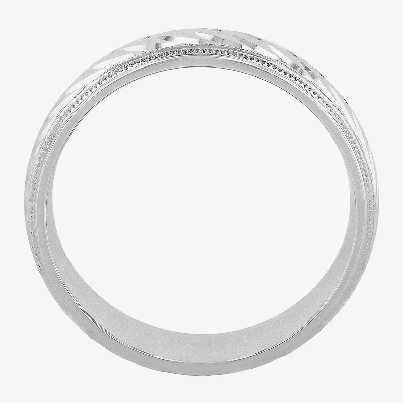 Mens 6mm Swirl Sterling Silver Band