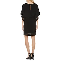 Jessica Howard Womens Boat Neck 3/4 Sleeve Sheath Dress