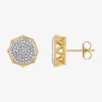 1/2 CT. Cubic Zirconia 14K Two Tone Gold Over Silver 12mm Stud Earrings