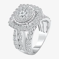(I / I1) Womens 4 CT. T.W. Lab Grown White Diamond 10K or 14K Gold Cushion Halo Engagement Ring