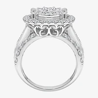 (I / I1) Womens 4 CT. T.W. Lab Grown White Diamond 10K or 14K Gold Cushion Halo Engagement Ring