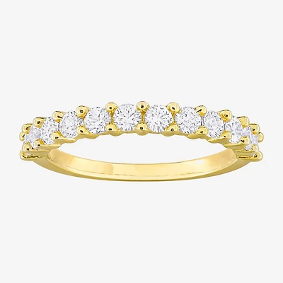 Womens Lab Created White Sapphire 18K Gold Over Silver Eternity Stackable Ring