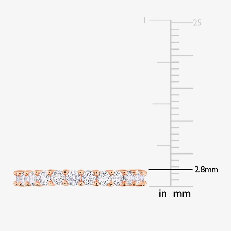 Womens Lab Created White Sapphire 18K Gold Over Silver Eternity Stackable Ring