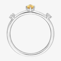Womens Genuine Yellow Citrine Sterling Silver Marquise Stackable Ring