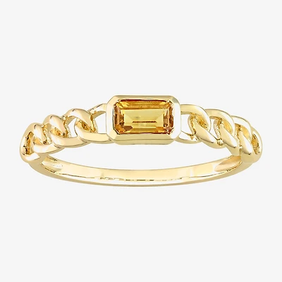 Womens Genuine Yellow Citrine 10K Gold Stackable Ring