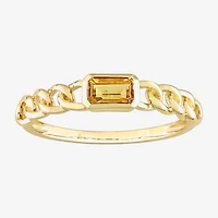 Womens Genuine Yellow Citrine 10K Gold Stackable Ring