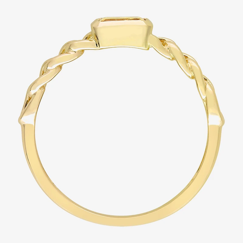 Womens Genuine Yellow Citrine 10K Gold Stackable Ring