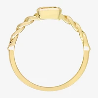 Womens Genuine Yellow Citrine 10K Gold Stackable Ring