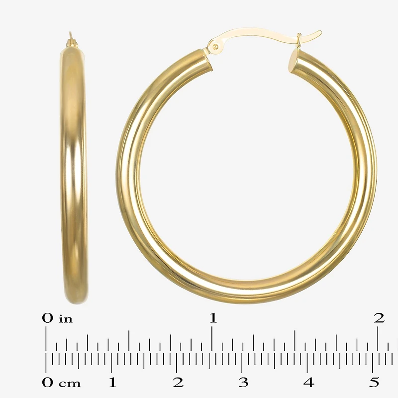 14K Gold 4mm x 20mm Hoop Earrings