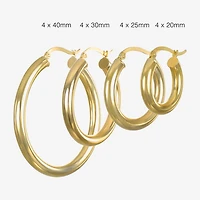 14K Gold 4mm x 20mm Hoop Earrings
