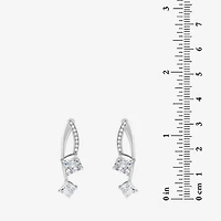 Womens Cubic Zirconia Sterling Silver Drop Earrings