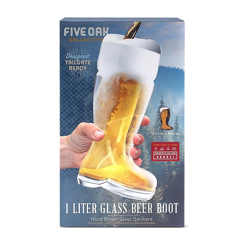 Five Oak Glass Beer Boot Mug