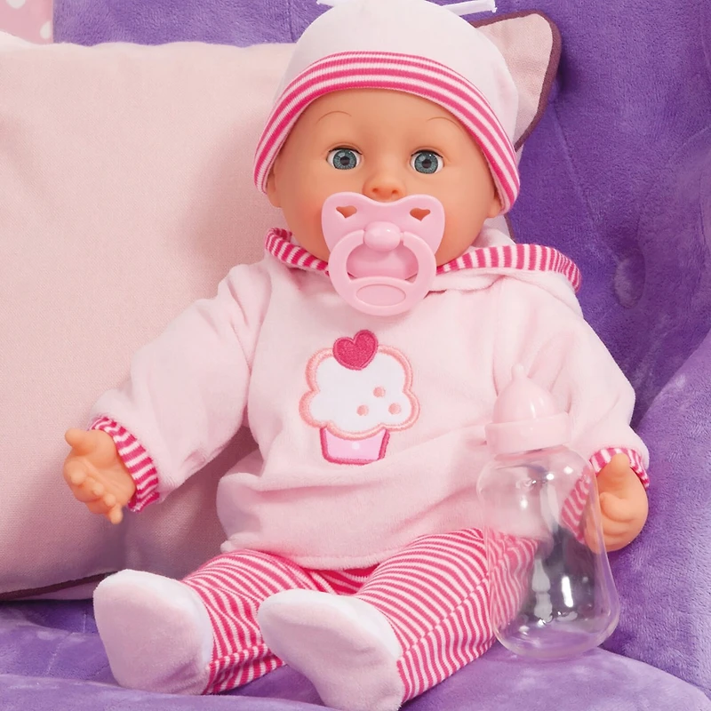 Bayer Design Pink Cupcake 24 Sounds 15 Inch Doll 3-pc. Toy Playset