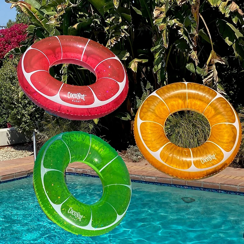 Coconut Float Pink Grapefruit Glitter Water Accessory Pool Float