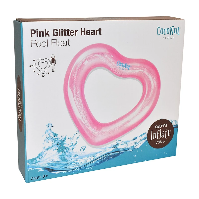 Coconut Float Pink Glitter Heart Pool Float