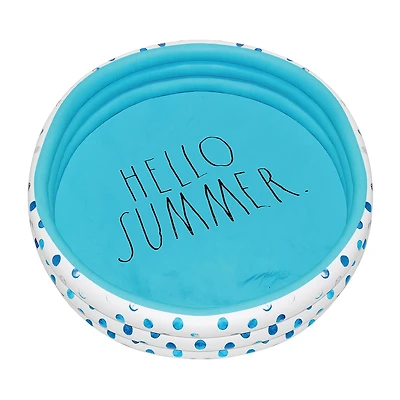 Rae Dunn Hello Summer Aqua Poka Dots Inflatable Pool Inflatable Pool