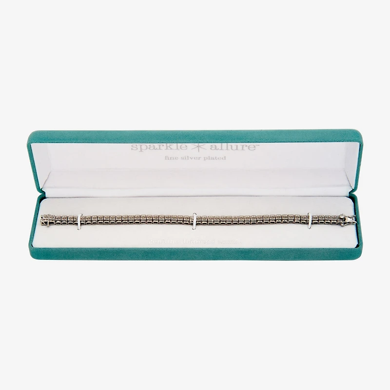Sparkle Allure Womens Natural Diamond Accent Pure Silver Over Bronze 7.25 Inch Tennis Bracelet