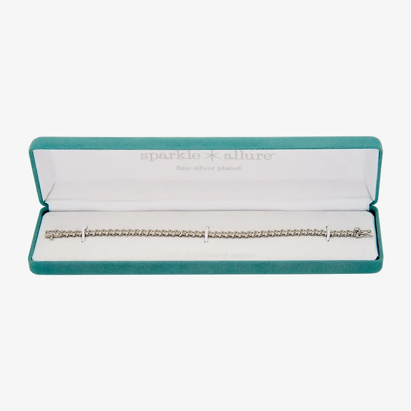 Sparkle Allure Womens Natural Diamond Accent Pure Silver Over Bronze 7.25 Inch Tennis Bracelet