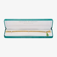 Sparkle Allure Christmas Tree Womens Natural Diamond Accent Pure Silver Over Bronze 7.25 Inch Tennis Bracelet