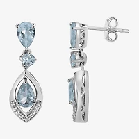 Womens Genuine Green Peridot Sterling Silver Drop Earrings