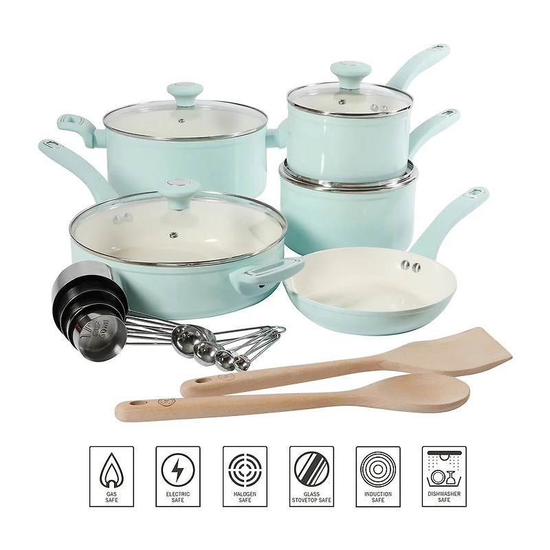 Martha Stewart Ceramic Non-Stick 19-pc. Cookware Set