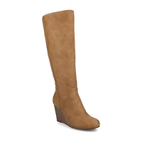 Journee Collection Womens Langly-Wc Wide Calf Wedge Heel Dress Boots