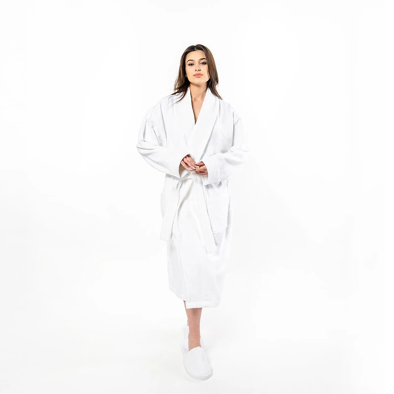 Linum Home Textiles Anovia Bathrobe Unisex Adult Velour Long Sleeve Length Robe