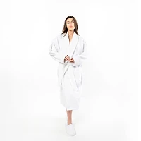Linum Home Textiles Anovia Bathrobe Unisex Adult Velour Long Sleeve Length Robe