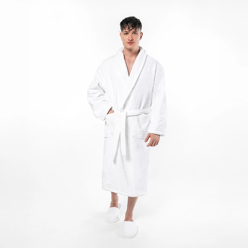 Linum Home Textiles Anovia Bathrobe Unisex Adult Velour Long Sleeve Length Robe