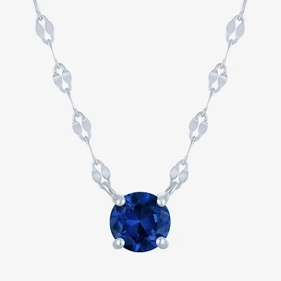 Gemstone Sterling Silver Round 16 Inch Pendant Necklace