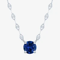 Gemstone Sterling Silver Round 16 Inch Pendant Necklace