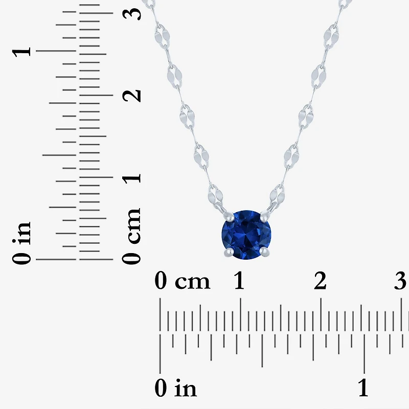 Gemstone Sterling Silver Round 16 Inch Pendant Necklace