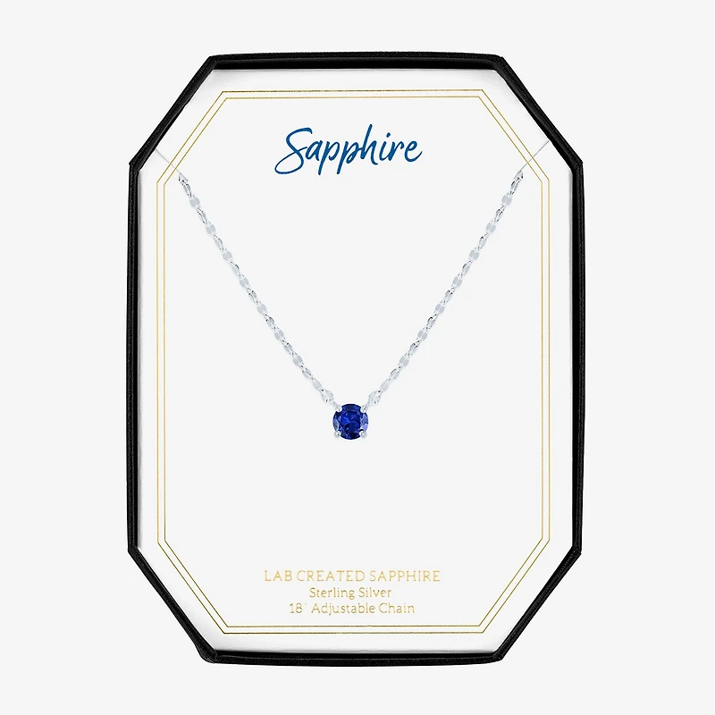 Gemstone Sterling Silver Round 16 Inch Pendant Necklace