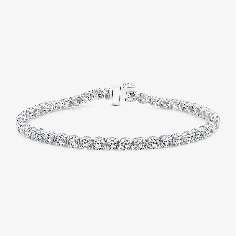 (F / Si2) Womens 6 1/2 Ct. T.W. Lab Grown White Diamond 14K Gold Round Inch Tennis Bracelet