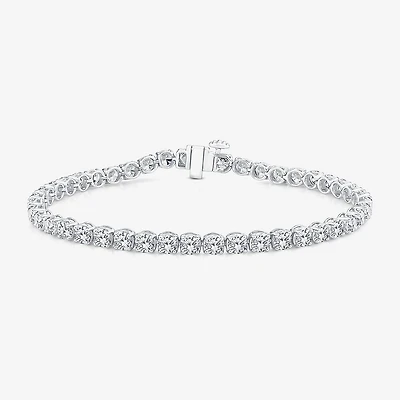 (F / Si2) Womens 6 1/2 Ct. T.W. Lab Grown White Diamond 14K Gold Round Inch Tennis Bracelet