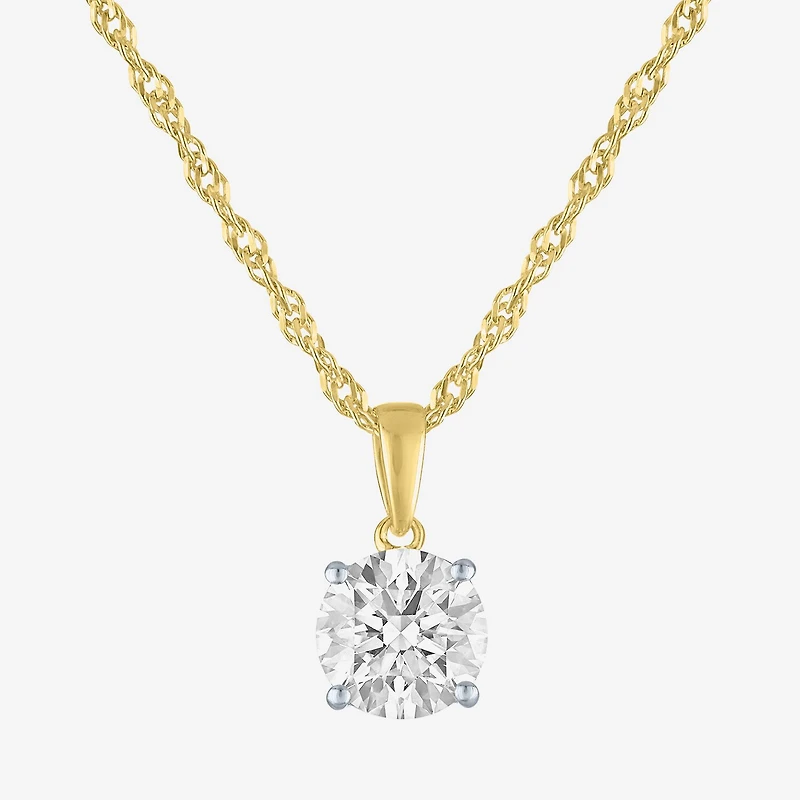 G-H, Si2-I1 Womens 2 CT. T.W. Lab Grown White Diamond Sterling Silver or 14K Gold over Round Pendant Necklace