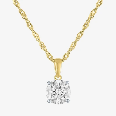 G-H, Si2-I1 Womens 2 CT. T.W. Lab Grown White Diamond Sterling Silver or 14K Gold over Round Pendant Necklace