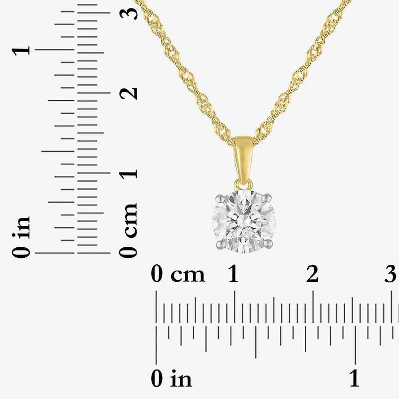 G-H, Si2-I1 Womens 2 CT. T.W. Lab Grown White Diamond Sterling Silver or 14K Gold over Round Pendant Necklace